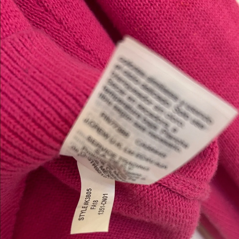 J. Crew Women's Crewneck Sweater in Hot Pink with Ruffle Sleeve XL